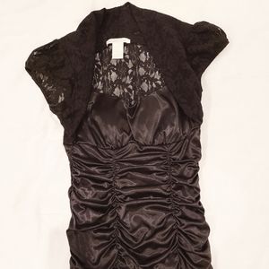 Charlotte Russe black satin/lace blouse